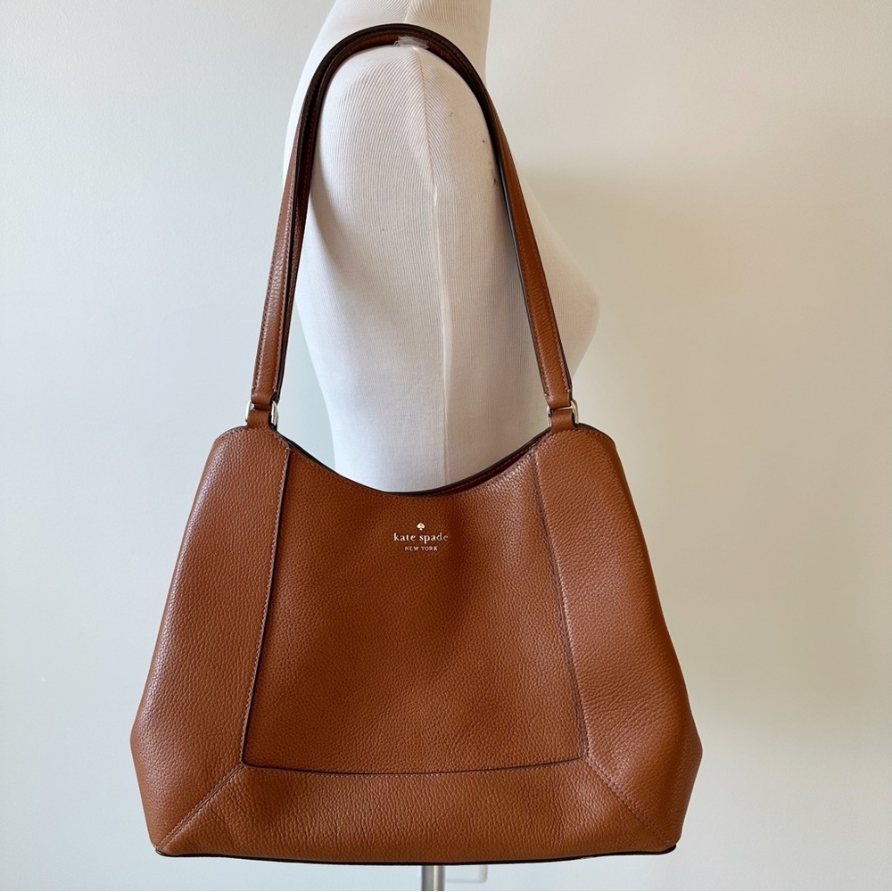 Kate Spade Lena Triple Compartment Shoulder Bag Leather Warm Gingerbread KH435